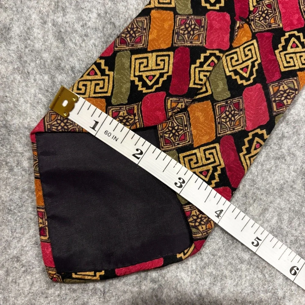 Carlo Ricci Vintage Men's Necktie Colorful Tribal Motifs 100% Silk W4